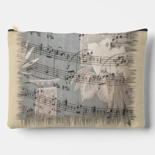 Bolsito Accesorio Grande Notas de Música Elegantes en Azul y Beige