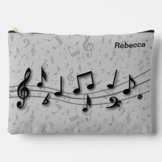 Bolsito Accesorio Grande Notas de música en negro y gris personalizadas