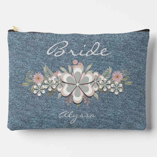 Bolsito Accesorio Grande Novia verde-blanca de la flor Retro 70 (Anverso)