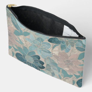 Bolsito Accesorio Grande obra de arte de flor azul japonesa