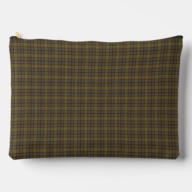 Bolsito Accesorio Grande Olive Blue Plaid Tartan Pattern (Anverso)