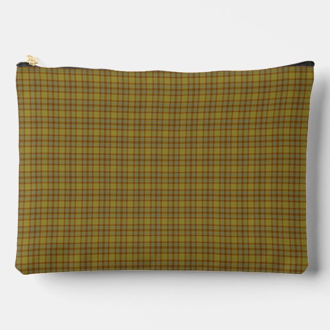 Bolsito Accesorio Grande Olive Gray Plaid Tartan Pattern (Anverso)