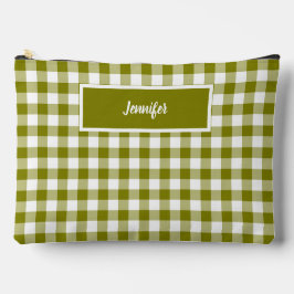 Bolsito Accesorio Grande Olive Green Plaid Personalized