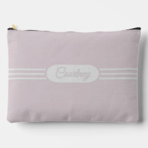 Oval y rayas Deco con nombre en rosa suave blush