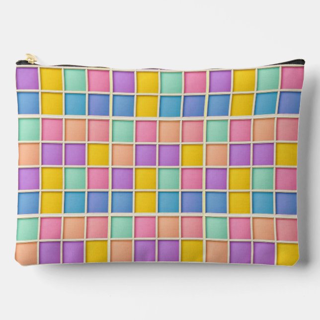 Bolsito Accesorio Grande Panel de rejilla geométrica colorida (Anverso)