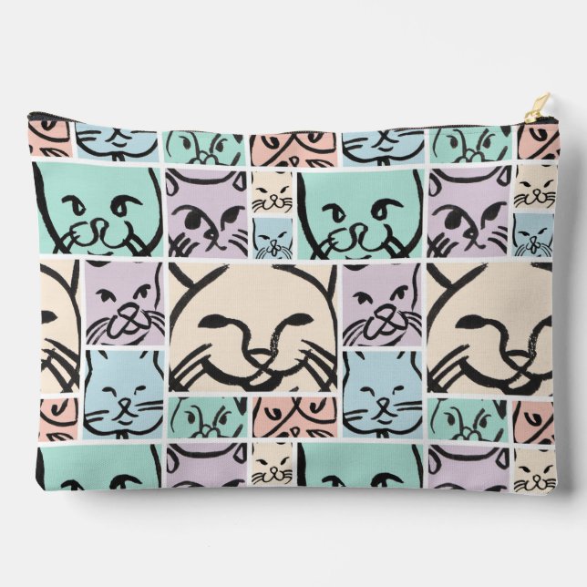 Bolsito Accesorio Grande Pastel Cat Faces (Reverso )