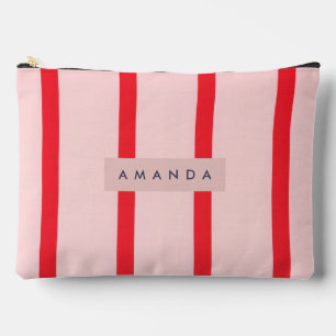 Bolsito Accesorio Grande Pastel Personalizado a Rayas con Acento Floral