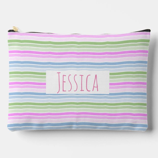 Bolsito Accesorio Grande Pastel Wavy Striped Modern Personalizado (Anverso)