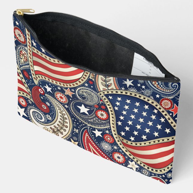 Bolsito Accesorio Grande Patriotic Paisley (Abierto)