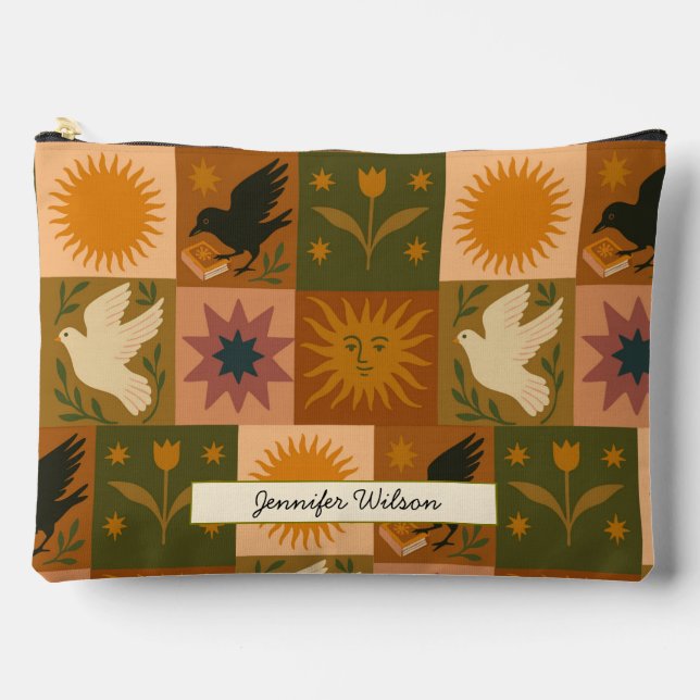 Bolsito Accesorio Grande Patrocinio celeste bohemio con símbolos místicos (Anverso)