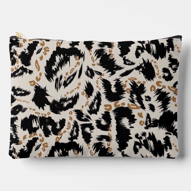 Bolsito Accesorio Grande Patrón abstracto de leopardo africano bohemio (Anverso)