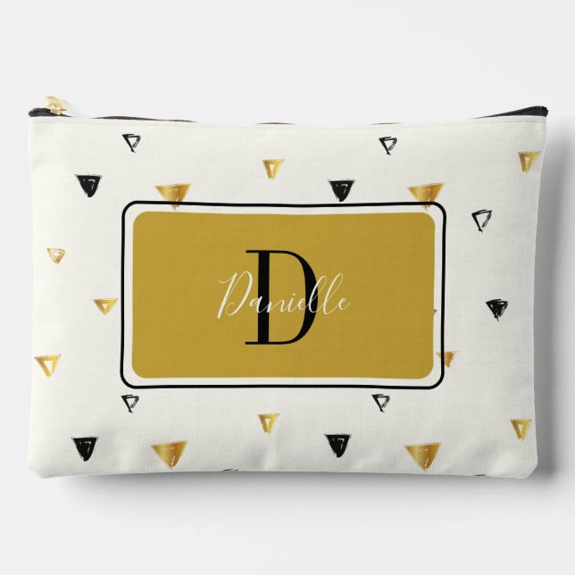 Bolsito Accesorio Grande Patrón abstracto Guión monograma Personalizado mod (Anverso)