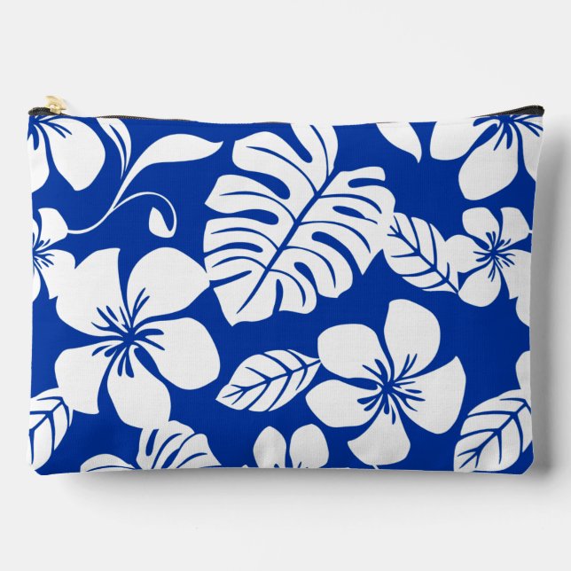 BOLSITO ACCESORIO GRANDE PATRÓN BIKINI ROSA EN AZUL REAL (Anverso)