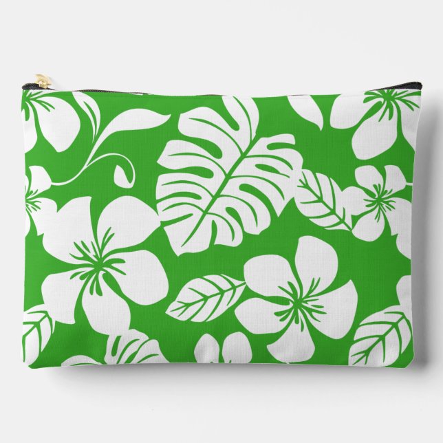 BOLSITO ACCESORIO GRANDE PATRÓN BIKINI ROSA EN VERDE GRIS (Anverso)