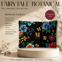 Patrón Botánico de Cuento de Hadas con Monograma e