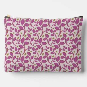 Bolsito Accesorio Grande Patrón Botánico de Vid Verde Rosa Flor Elegante