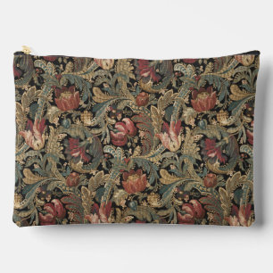 Bolsito Accesorio Grande Patrón botánico floral vintage oscuro y sombrío