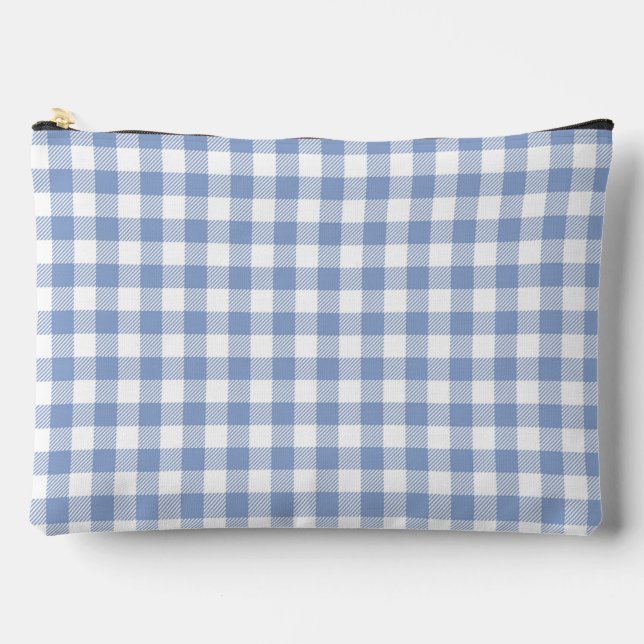 Bolsito Accesorio Grande Patrón clásico de Gingham azul comprobado (Anverso)