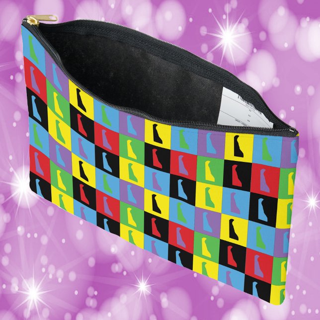 Bolsito Accesorio Grande Patrón de arte pop estatal de Delaware (A fun pouch with a pop art design featuring Delaware)