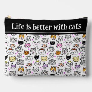 Bolsito Accesorio Grande Patrón de caras de gato caprichoso