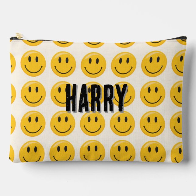 Bolsito Accesorio Grande Patrón de caras sonrientes - personalizado sonrien (Anverso)