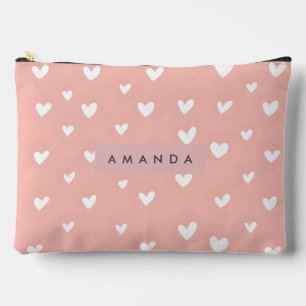 Bolsito Accesorio Grande Patrón de Corazón Blanco Personalizado sobre Rubor