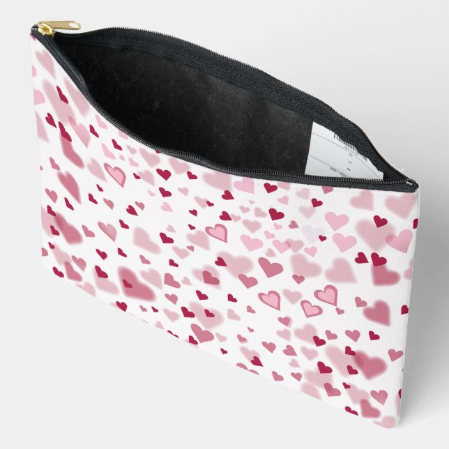 Bolsito Accesorio Grande Patrón de Corazones Encantadores Rosa (Abierto)