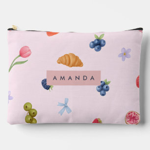 Bolsito Accesorio Grande Patrón de croissant y berry personalizado