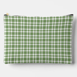 Bolsito Accesorio Grande Patrón de Cuadro Verde Blanco Grande