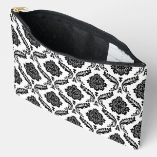 Bolsito Accesorio Grande Patrón de damasco rococó negro sobre blanco