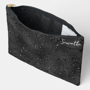 Bolsito Accesorio Grande Patrón de espárragos blancos y negros de lujo