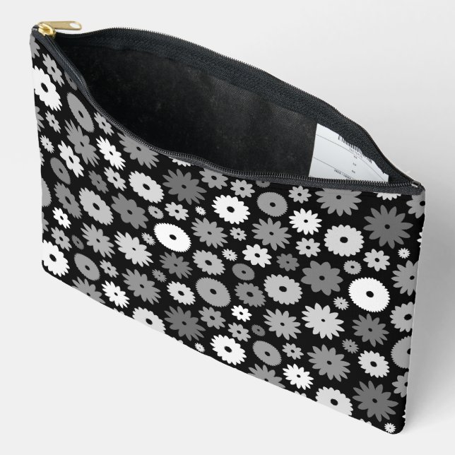 Bolsito Accesorio Grande Patrón de flores monocromáticas (Abierto)