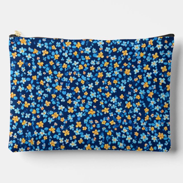 Bolsito Accesorio Grande Patrón de flores pequeñas azules (Anverso)