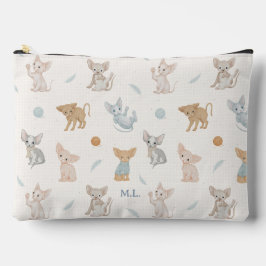 Bolsito Accesorio Grande Patrón de gato Sphynx lindo, monograma personaliza