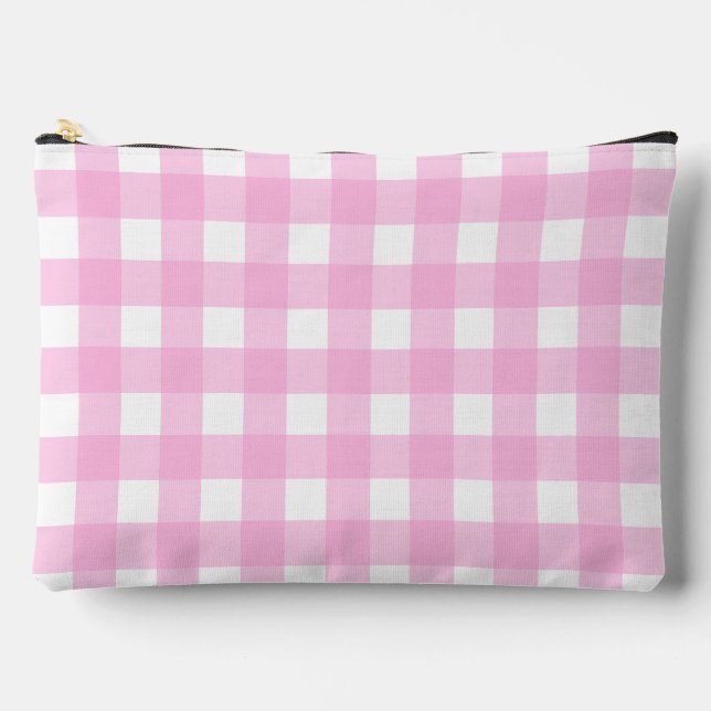 Bolsito Accesorio Grande Patrón de Gingham rosa Pastel (Anverso)