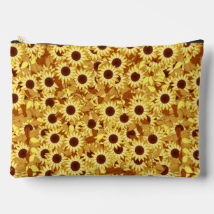 Bolsito Accesorio Grande Patrón de girasol, oro, amarillo y marrón
