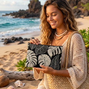 Bolsito Accesorio Grande patrón de hojas de estampado hawaiano moderno