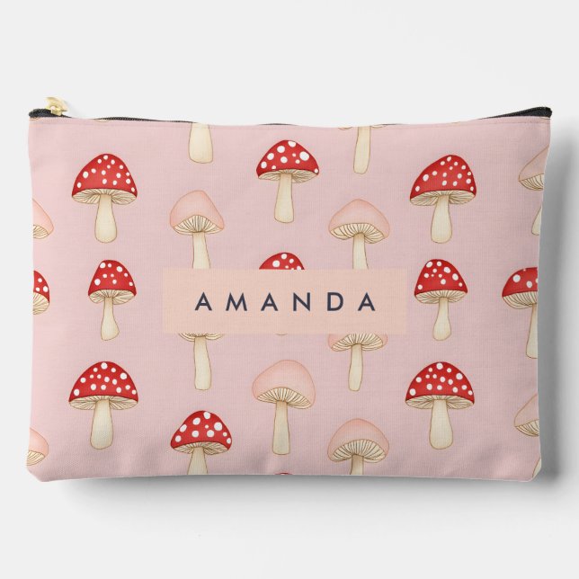 Bolsito Accesorio Grande Patrón de hongos rojos y brillantes personalizado (Anverso)