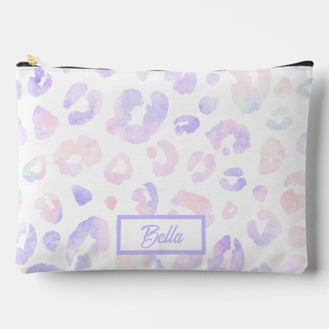 Bolsito Accesorio Grande Patrón de leopardo blanco metálico (Anverso)