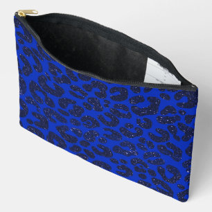 Bolsito Accesorio Grande Patrón de leopardo Purpurinoso azul