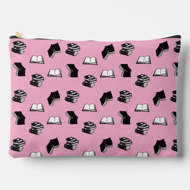 Bolsito Accesorio Grande Patrón de libro bibliophile moderno rosa (Anverso)