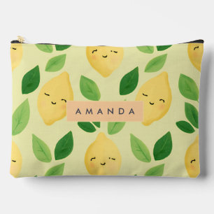 Bolsito Accesorio Grande Patrón de limón sonriente Pastel Cute Personalizad