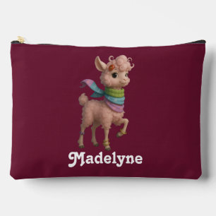 Bolsito Accesorio Grande Patrón de Llama Rosa Perzonalizado