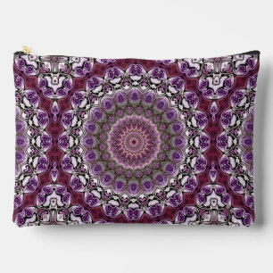Bolsito Accesorio Grande Patrón de mandala de caleidoscopio rosa amatista