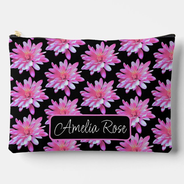 Bolsito Accesorio Grande Patrón de margarita rosada, patrón floral de bonit (Anverso)