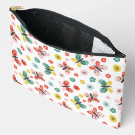Bolsito Accesorio Grande Patrón De Mariposa Y Floral