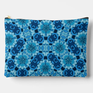 Bolsito Accesorio Grande Patrón de mosaico chino con flor azul índigo