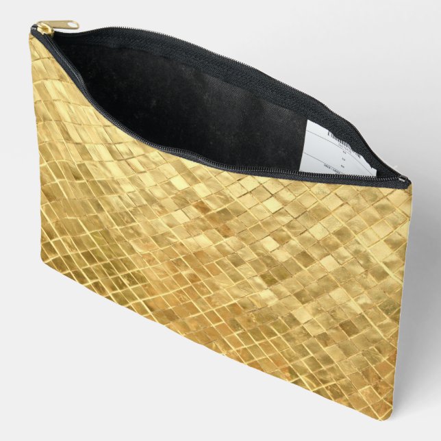 Bolsito Accesorio Grande Patrón de mosaico dorado brillante (Abierto)