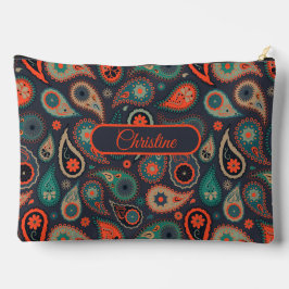 Bolsito Accesorio Grande Patrón de paisley y nombre personalizado