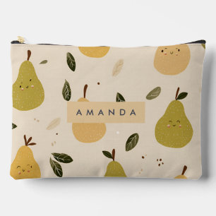 Bolsito Accesorio Grande Patrón de Pear Whimsical Cuto Personalizado